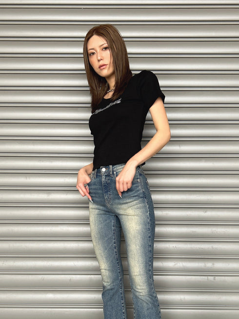 ラインストーンロゴTシャツ